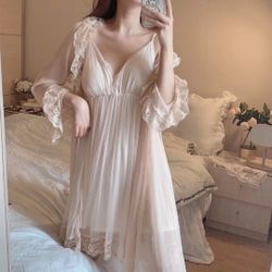 Brand New Vintage 2 pcs Sleepwear Nightdress Robes Royal Women Pajama