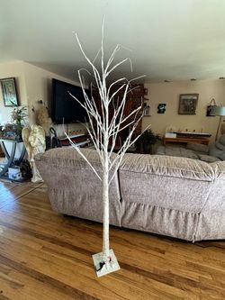 Northlight 6' LED Lighted White Christmas Twig Tree .