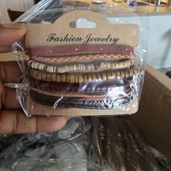 Leather Charm Hand Bracelet 