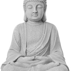 TOETOL Zen Garden Asian Buddha Statue Outdoor Indoor Yard Decor 20” High Patio Deck Sculptures Magnesium Oxide Stone Grey Home Entryway Hallway