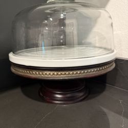 3 Piece Cake Stand w/ Heavy Dome Cover 12” H X 13” H