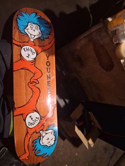 RARE Youness Almost Dr. Seuss Rodney Mullen Skateboard Deck Thing 1 Thing 2 