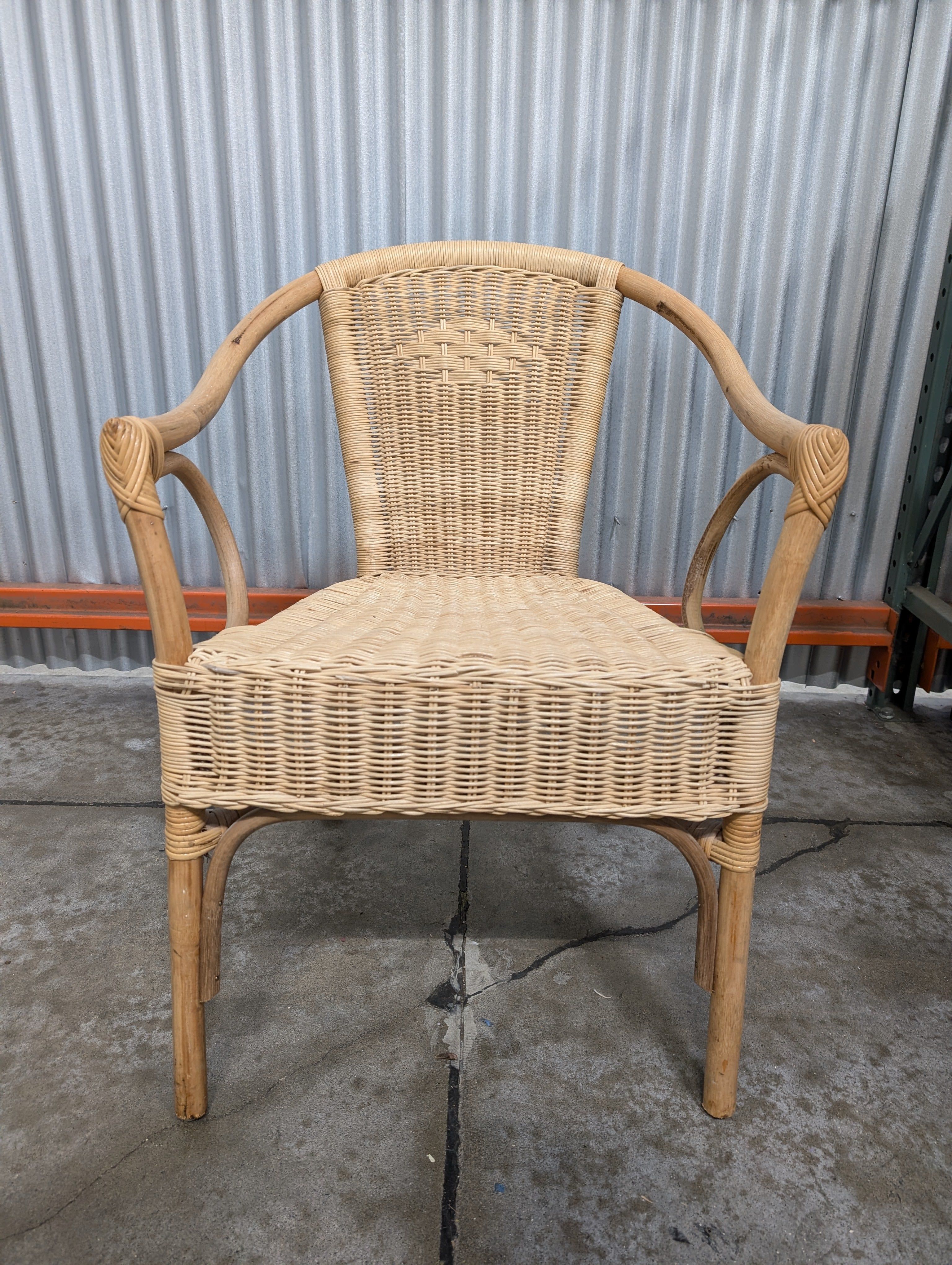 SOLD - Pair of Natural Rattan Woven Wicker Armchair
