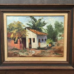 Late Midcentury Tropical Home Oil Painting by So. Cal. artist Jeanne Treible