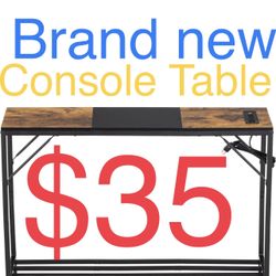 Console Table with Outlet and 2 USB Ports, 41.7” Entryway Table with Storage Shelf, Narrow Sofa Table Behind Couch for Living Room, Bedroom, Hallway, 