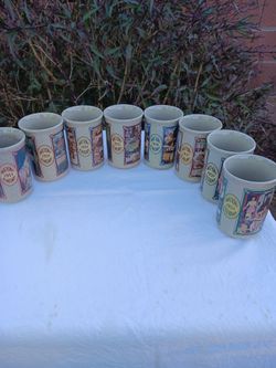 7 BRAND NEW WATKINS MUGS WITH DIFFERENT YEARS ON THEM