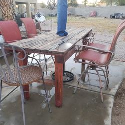 Handmade Table & 4 Tall Chairs