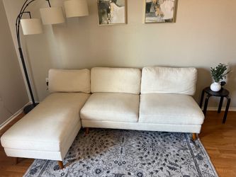 Cream Fabric Sectional Sofa with Chaise