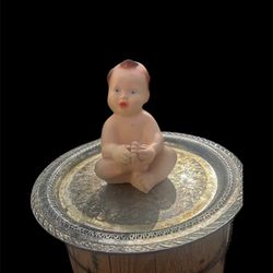 Vintage Antique 1930’s Carnival Prize Chalkware Baby Piggy Bank 8.5”