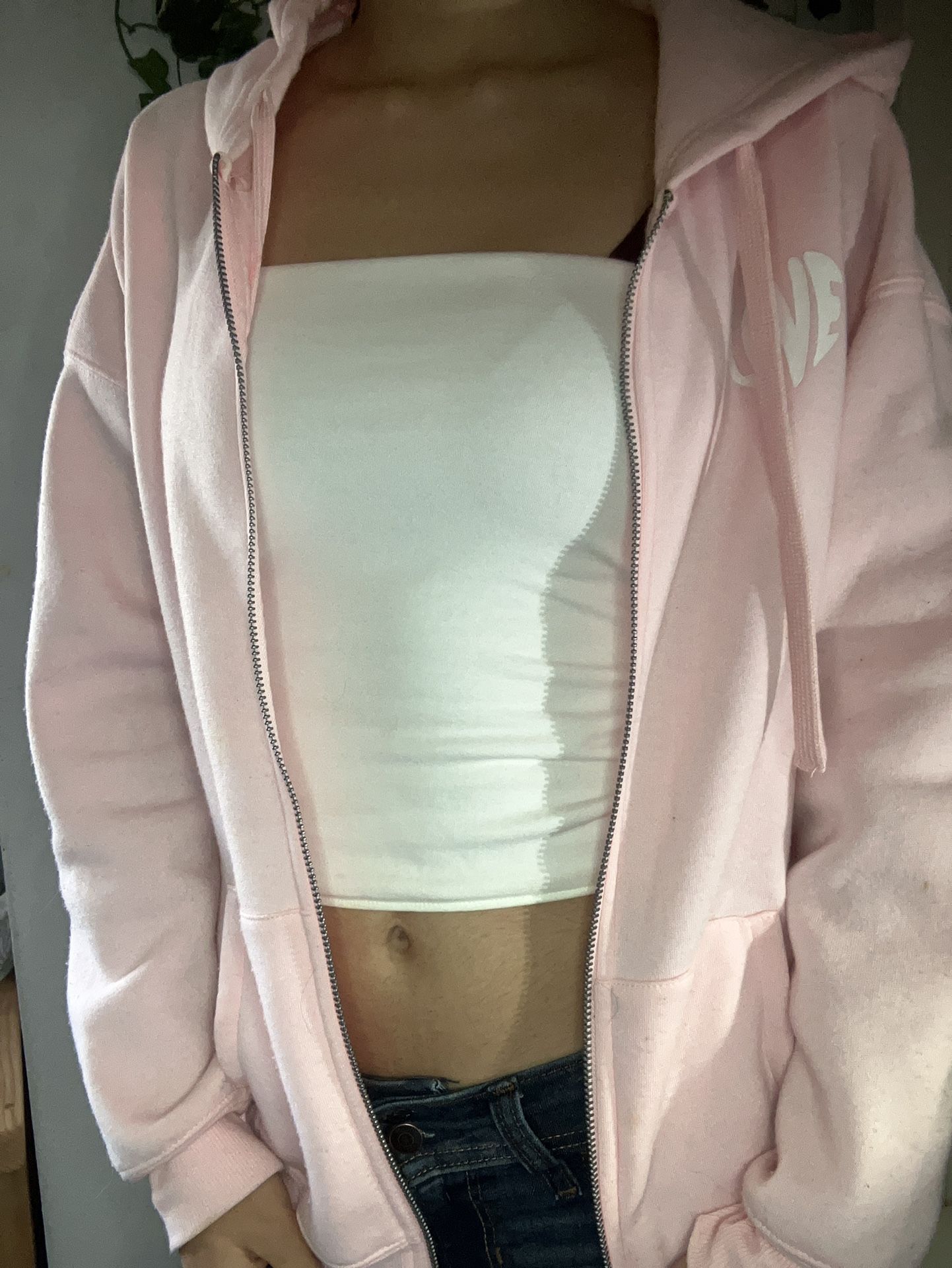Pink oversized zip up jacket