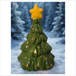 ​✨ Vintage-Style Green Ceramic Tree Candle Holder