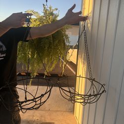 Two Vintage Wire Hanging Baskets