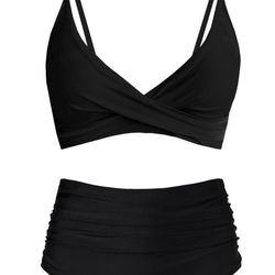 Amy Babe Women's High Waisted Bikini Black (Large) 