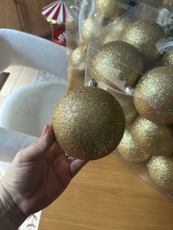 gold glitter-finished shatterproof Christmas tree ball ornaments SET OF 30 $25