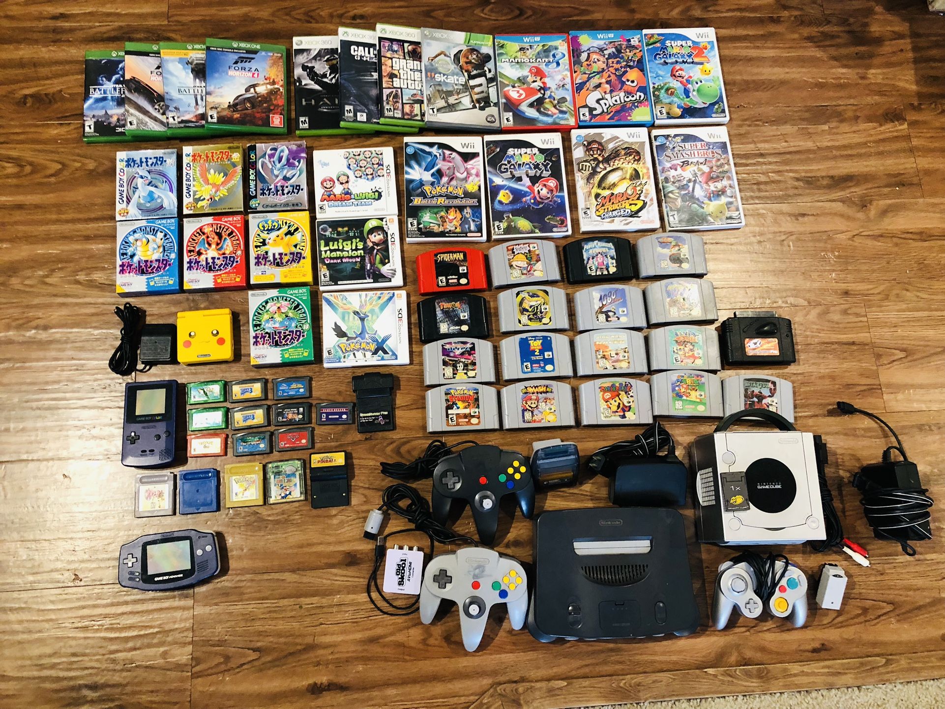 Gameboy SP, Pokémon Games, Nintendo 64, Mario kart