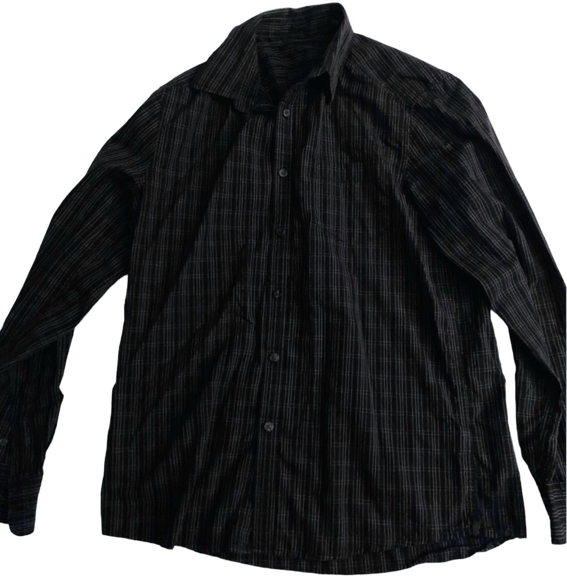 Kenneth Cole New York Dress Shirt Men Medium Long Sleeve - Black & Gray Plaid