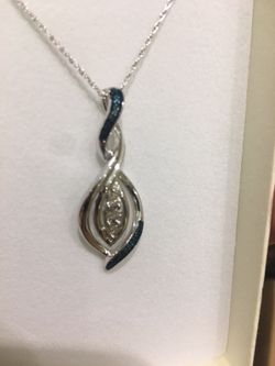 Blue and white diamond sterling silver brand new!!!!!