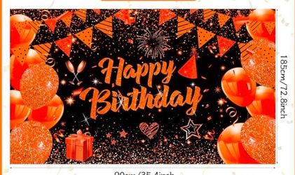 Orange Birthday Banner Size 71x43 Inches