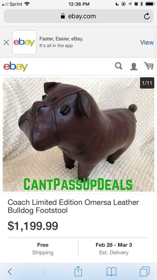 Coach Limited Edition Omersa Leather Bulldog Footstool