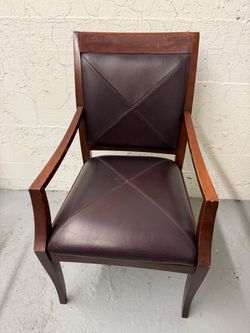 Wood Frame Armchair with Leather Upholstery