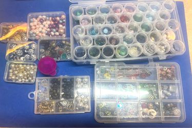 Large Mixed Bead Collection with Storage Cases