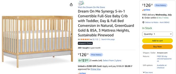 Crib with mattress
