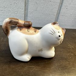 Vintage Round Faced Striped Takahashi Japan Ceramic Cat