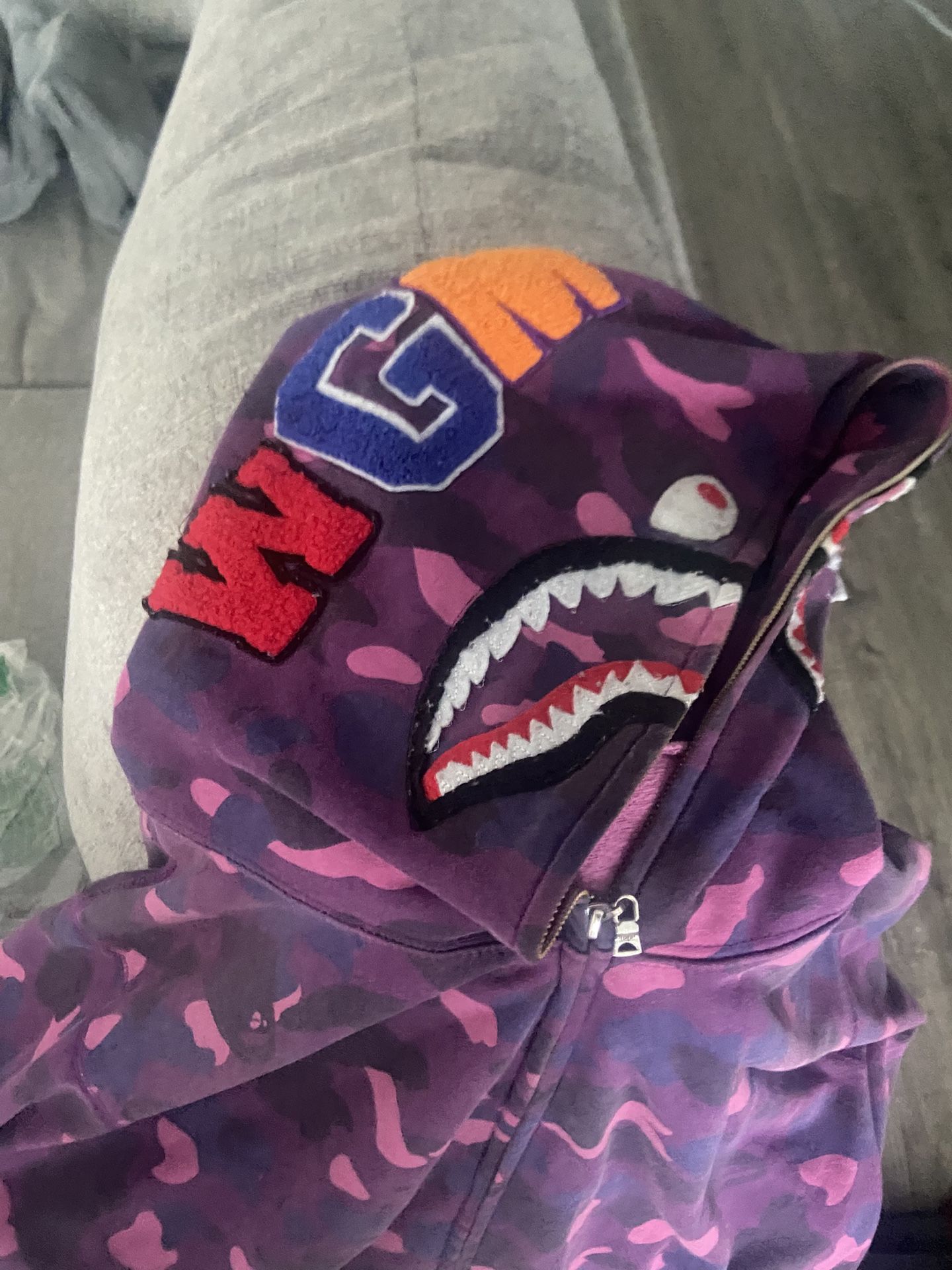 purple bape hoddie