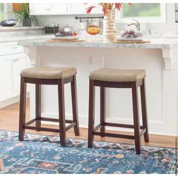2 PCS ONLY Concord 26.5 in. Dark Brown and Beige Backless Wood Counter Stool with Faux Leather Seat

$80