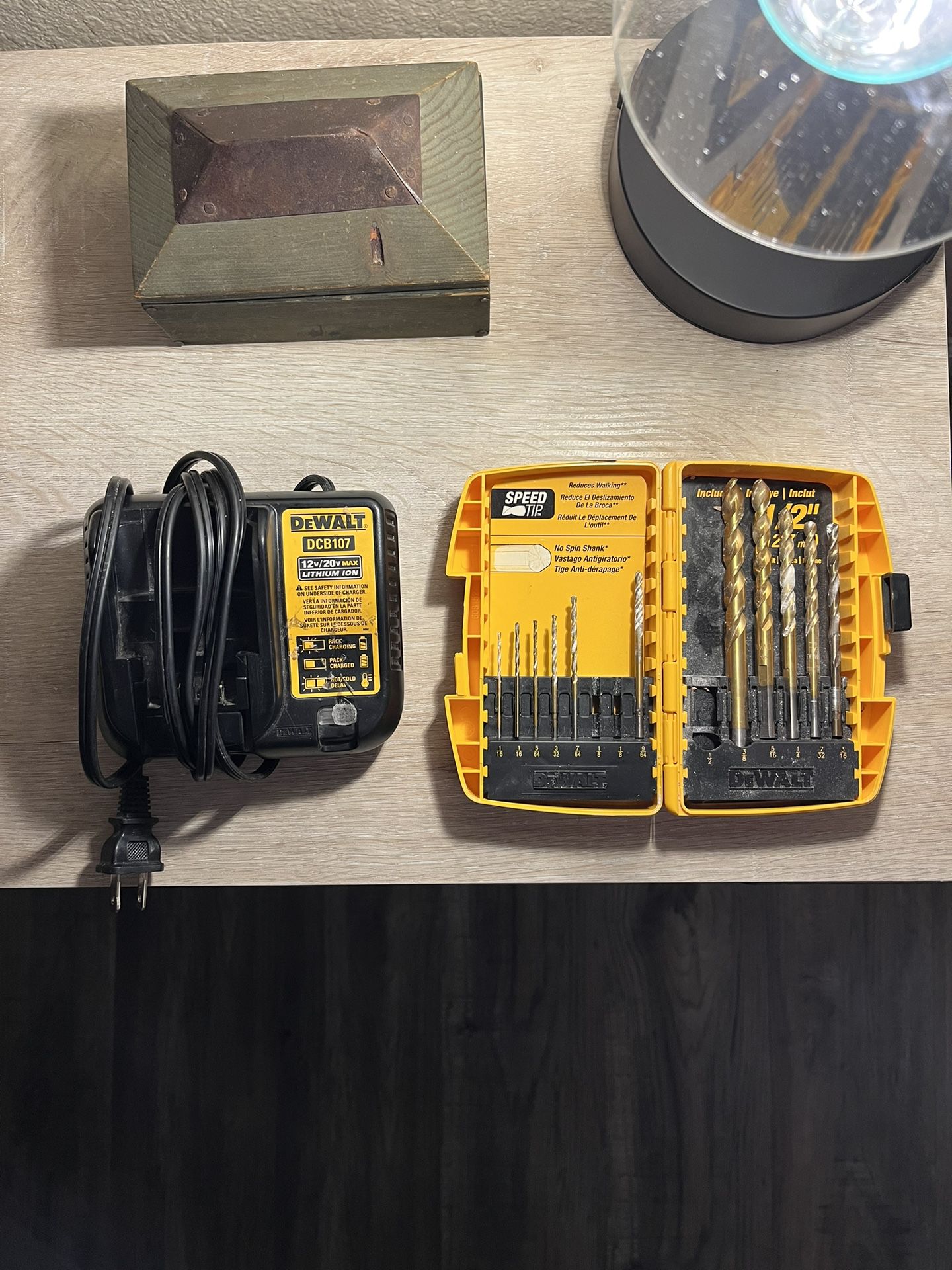 Dewalt Battery Charger and Drill Bits