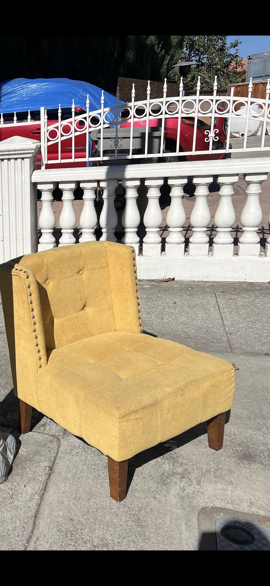 Tufted Mustard Yellow Lounge Chair