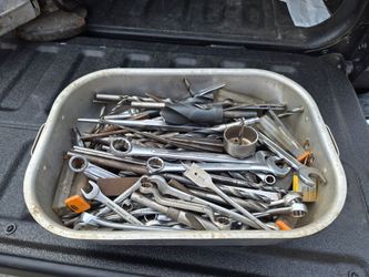 Assorted S-K Wayne and Indestro Wrenches and Drill Bits, 11x15" bucket