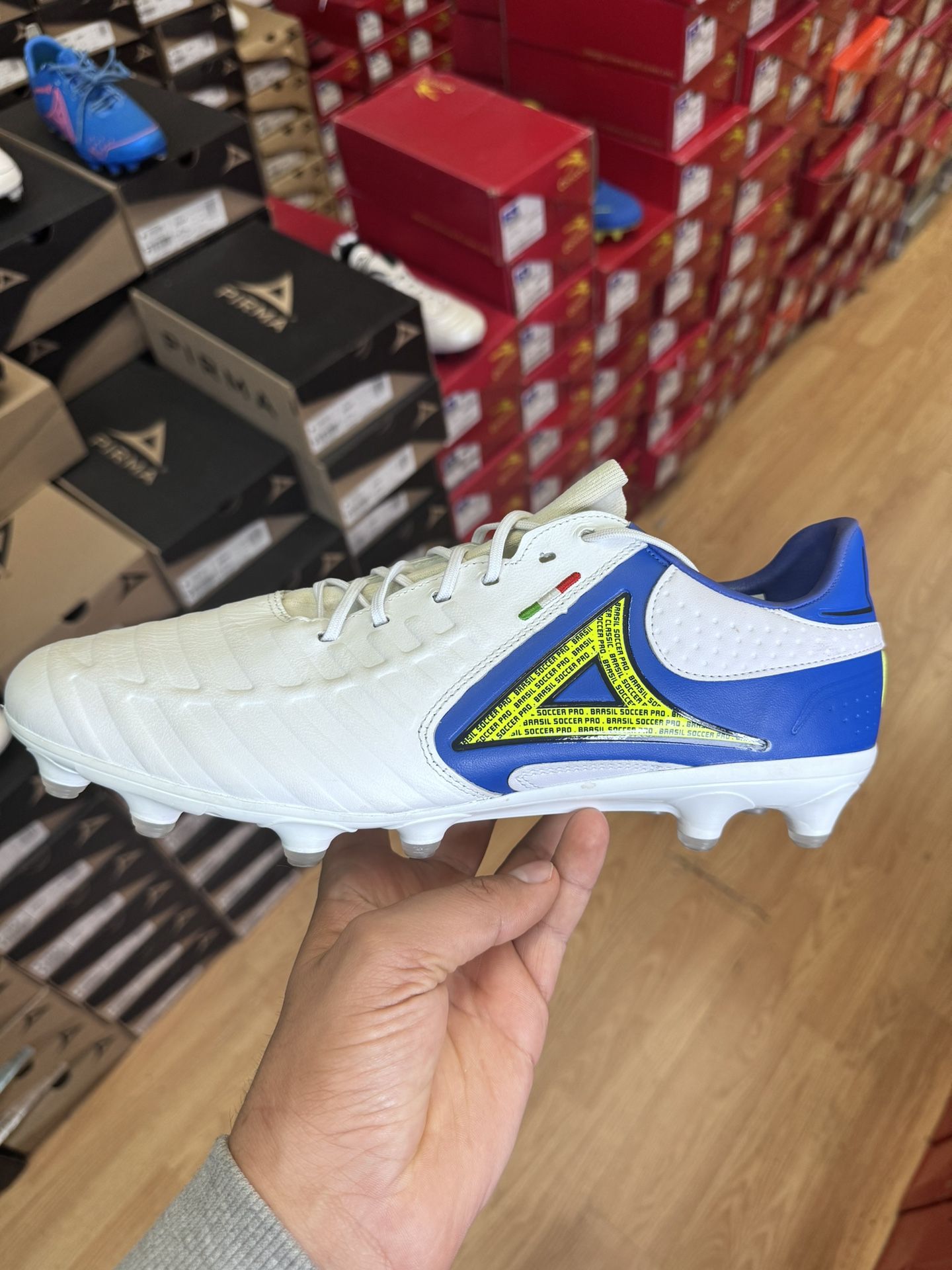 Pirma K Leather Soccer Cleats White Size 11.5 Men