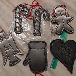 Set Of 6 Tin Ornaments 