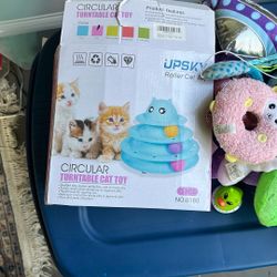brand new circular turntable cat toys and lots of soft toys 