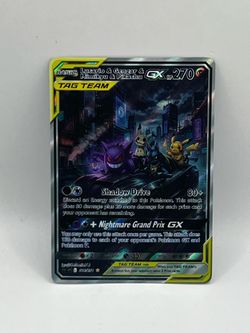 Non TCG Pokemon Lucario/Gengar/Mimikyu/Pikachu Gx Tag Team Fan Art Card