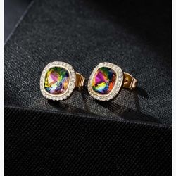 Square Australian Crystal Earrings 