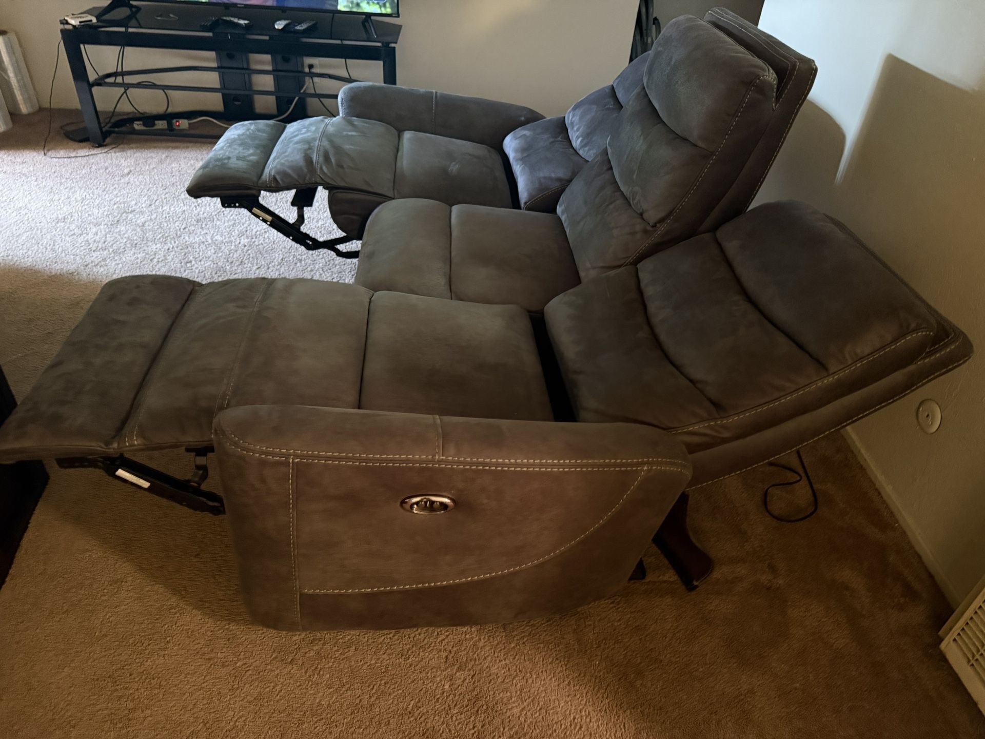 Power Reclining Sofa (Blue/Grey)