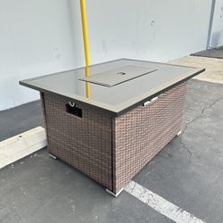 Outdoor Propane Firepit Table Glass Top 