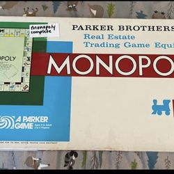Vintage 1961 Monopoly Board Game By Parker Brothers, Real Estate Trading Game Equipment (Complete)