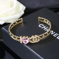 Double C Heart-Shaped Pearl Bracelet