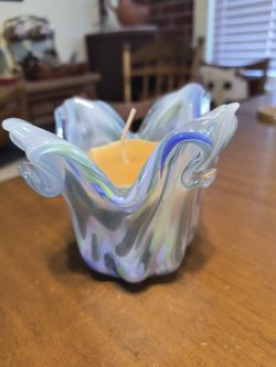 Murano blue glass candle holders and other home decor