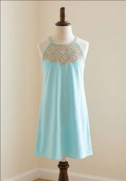 New Lily Pulitzer girls dress with gold embroidered neckline