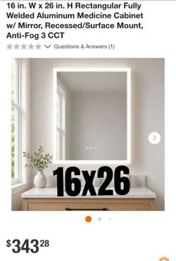 16x26 Aluminum Medicine Cabinet with Mirror Anti-Fog