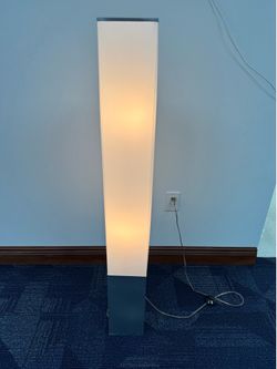Modern Tall Floor Lamp – Frosted White Tower Light w/ Foot Switch – 54”