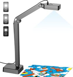 4K Document Camera for Teacher and Classroom, 8MP USB Webcam & Visualiser for A4 A3 Document, Doc Cam with Foldable Alloy Stand, Autofocus, LED Light 