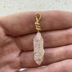 Real 14k Gold Wrapped Quartz
