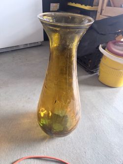 Vintage Amber Flower Vase, Light Gold