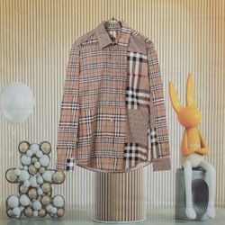 Burberry/Burberry patchwork contrast long sleeve shirt XL
