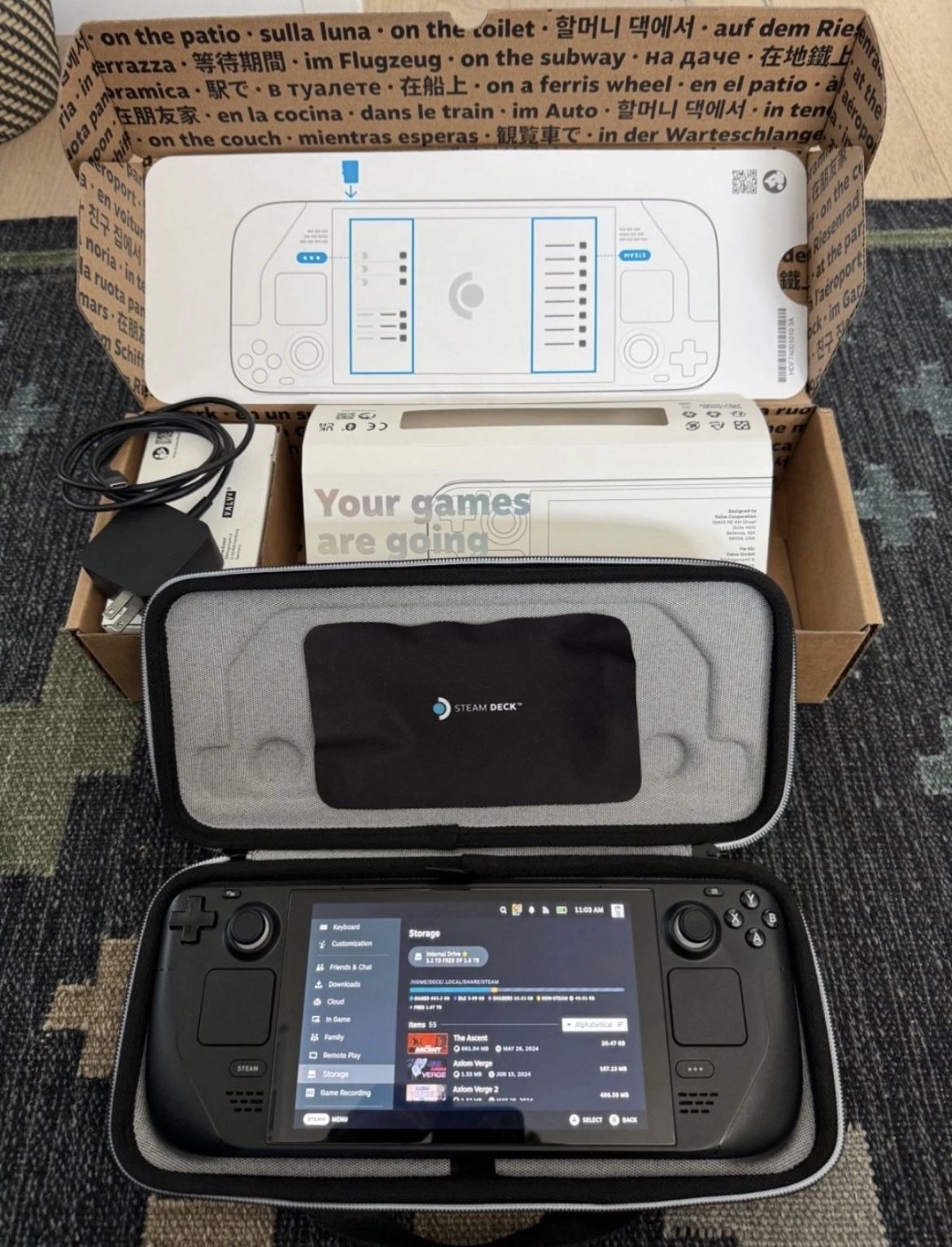 Like New 2TB Upgraded Handheld Portable Gaming Console - Black with Case